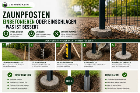 Zaunpfosten einbetonieren oder einschlagen – Schritt-für-Schritt Anleitung | Zaunwelt24